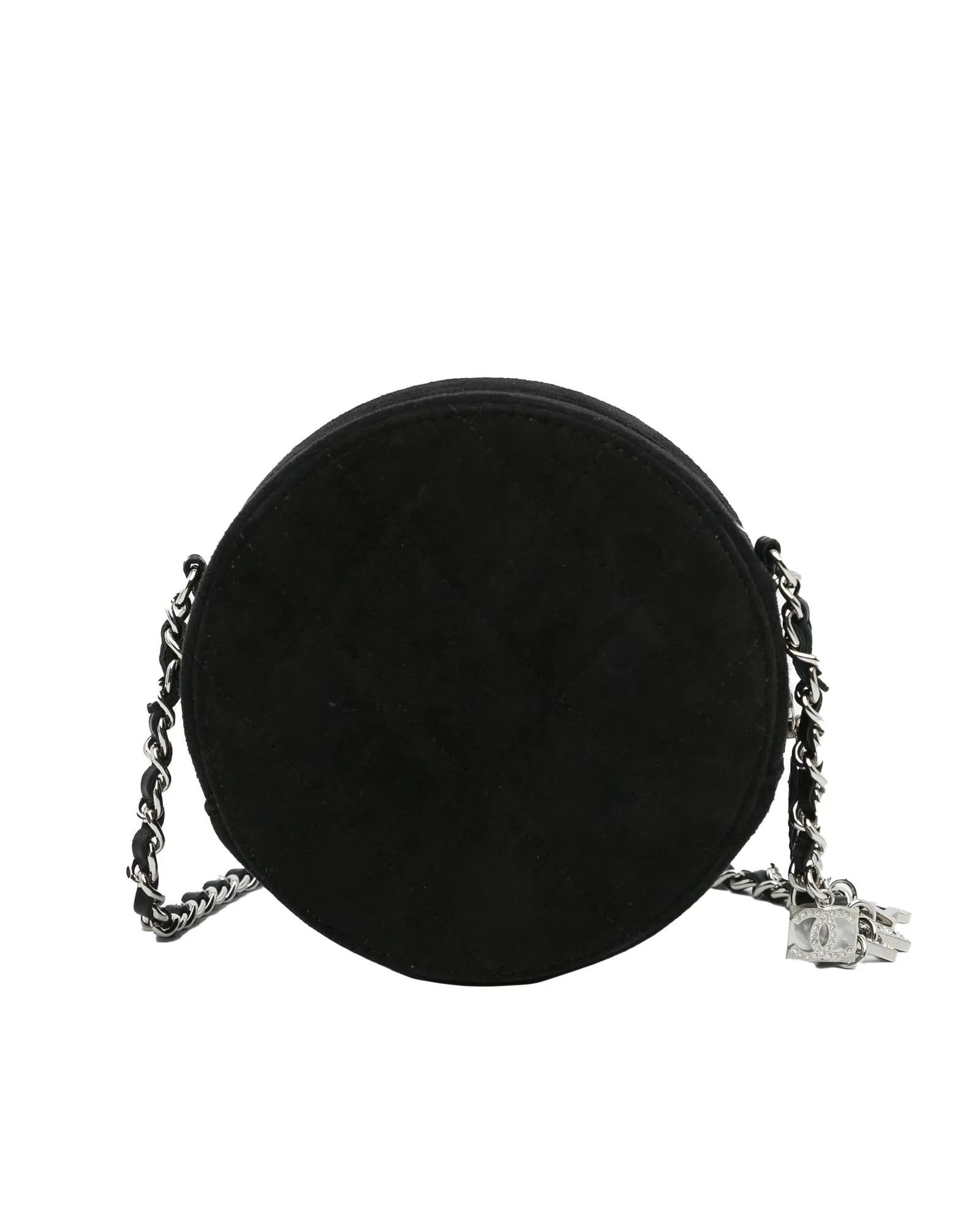 Quilted Suede Round Crossbody Clutch