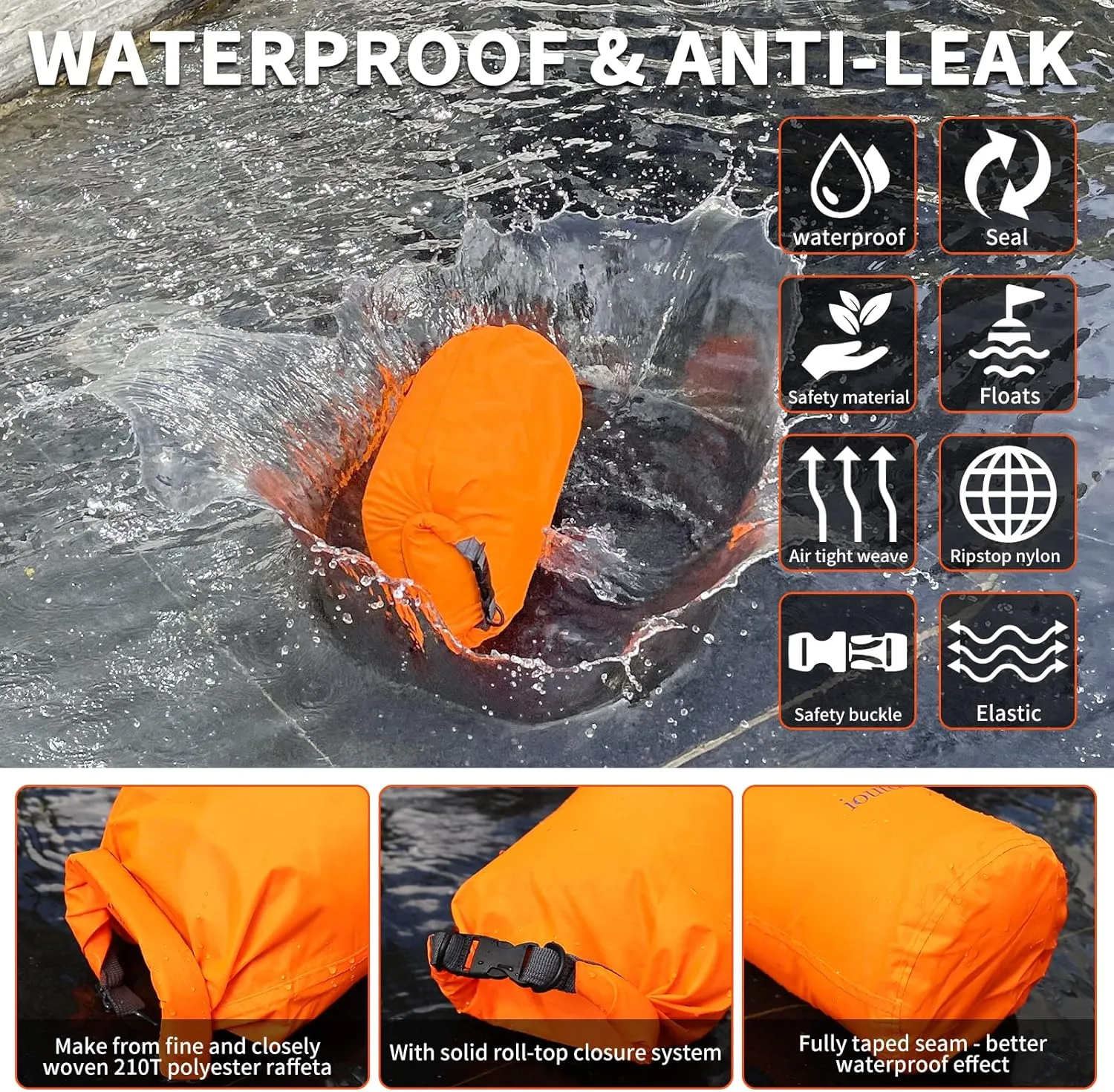 R2Depot Waterproof Dry Bag, 5L/10L/20L/40L/70L Dry Storage Bag for Kayaking, Gym, Hiking, Swimming (Green, 20L)