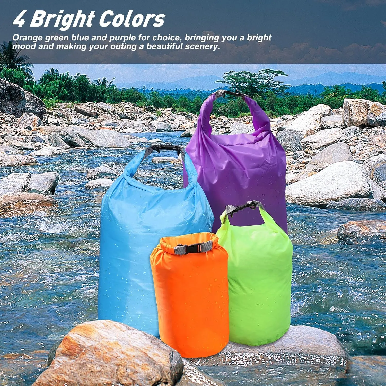R2Depot Waterproof Dry Bag, 5L/10L/20L/40L/70L Dry Storage Bag for Kayaking, Gym, Hiking, Swimming (Green, 20L)