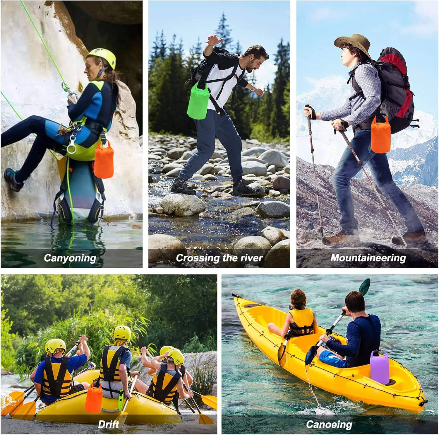 R2Depot Waterproof Dry Bag, 5L/10L/20L/40L/70L Dry Storage Bag for Kayaking, Gym, Hiking, Swimming (Green, 20L)