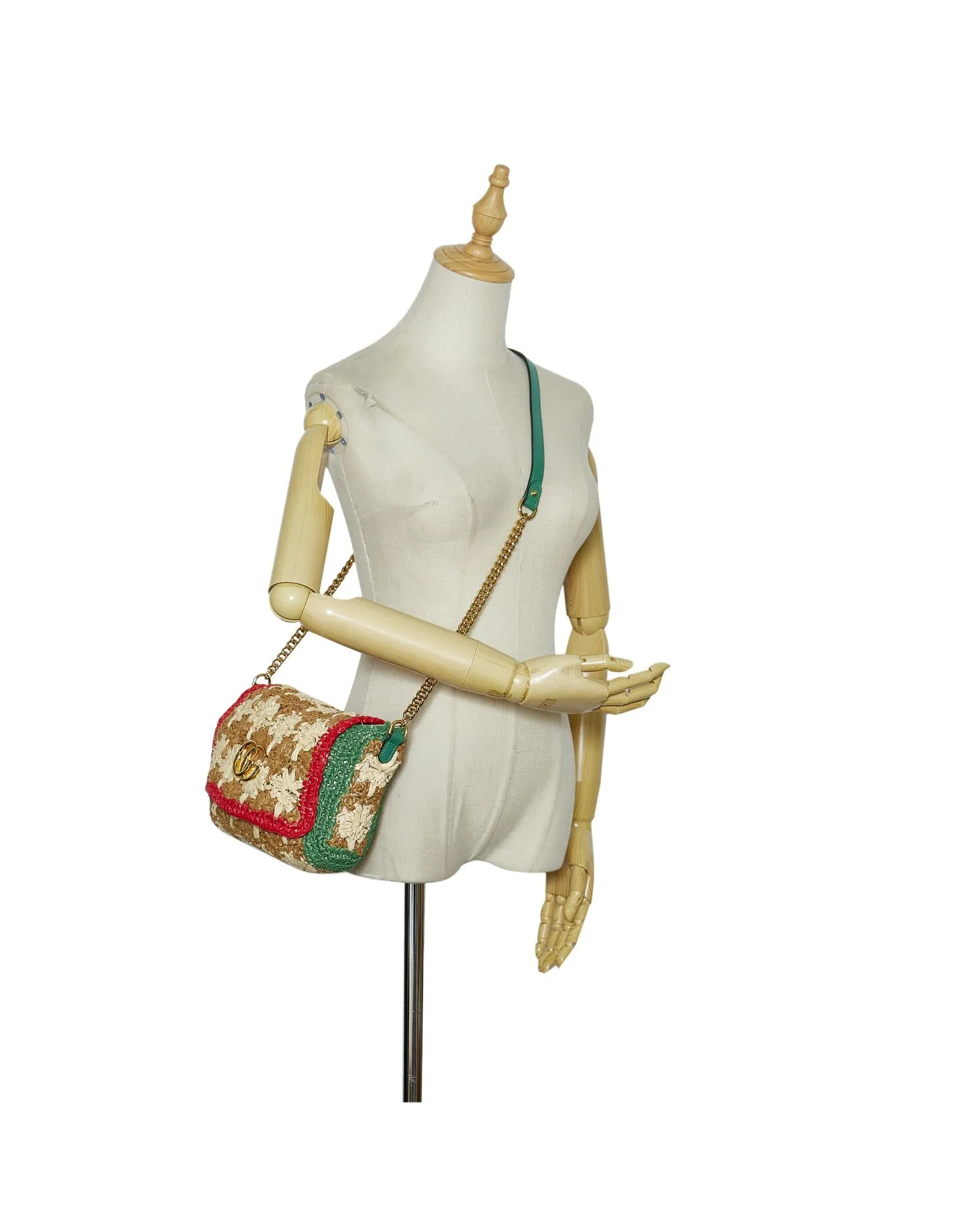 Raffia GG Marmont Crossbody Bag