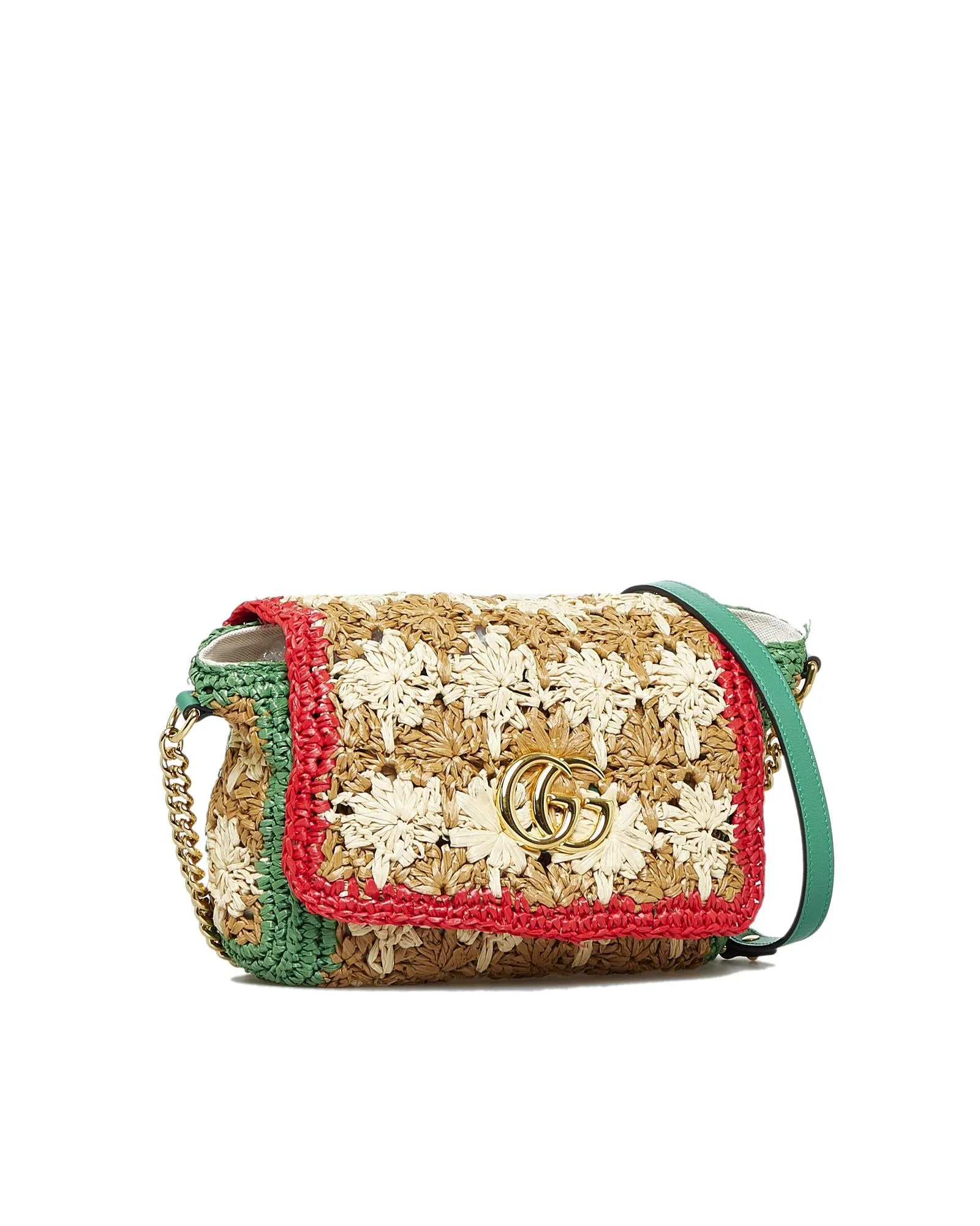 Raffia GG Marmont Crossbody Bag