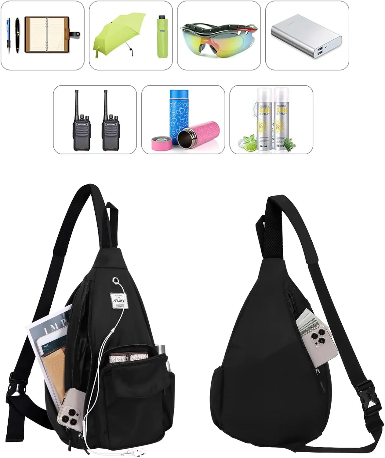 Rope Sling Bag for Women Men Casual Cross Body Daypack Backpack Adjustable Strap Water Repellent for Travel/Sport