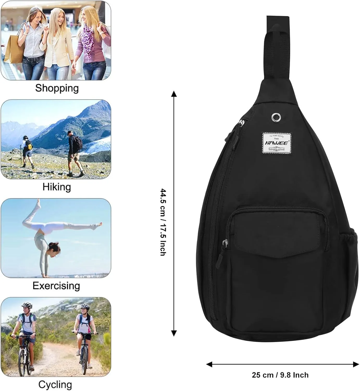 Rope Sling Bag for Women Men Casual Cross Body Daypack Backpack Adjustable Strap Water Repellent for Travel/Sport