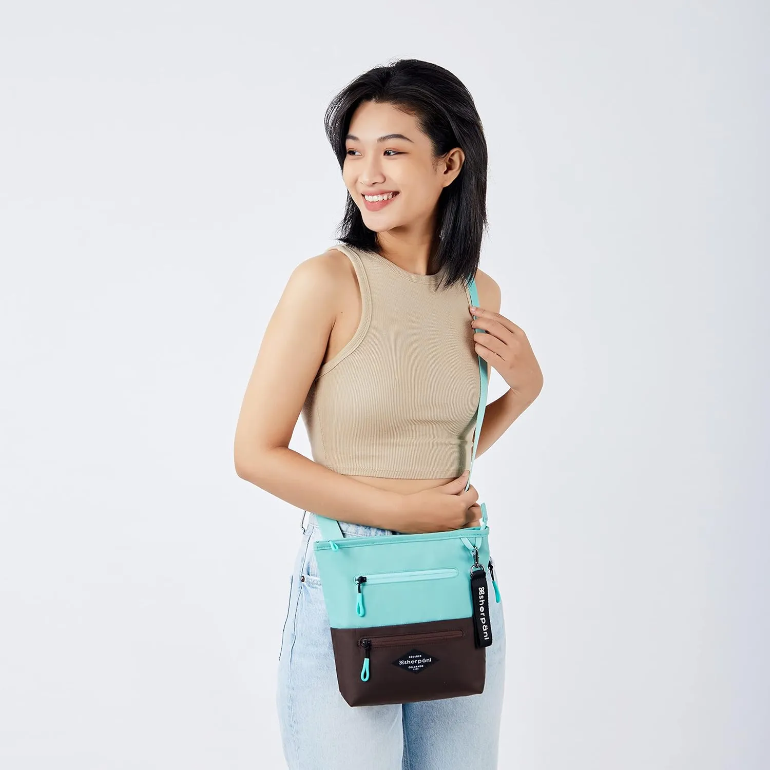Sherpani Sadie, Nylon Crossbody Bag, Lightweight Shoulder Bag, Cross Body Purse, Crossbody Bags for Women, Travel Bag, RFID Protection (Seagreen)