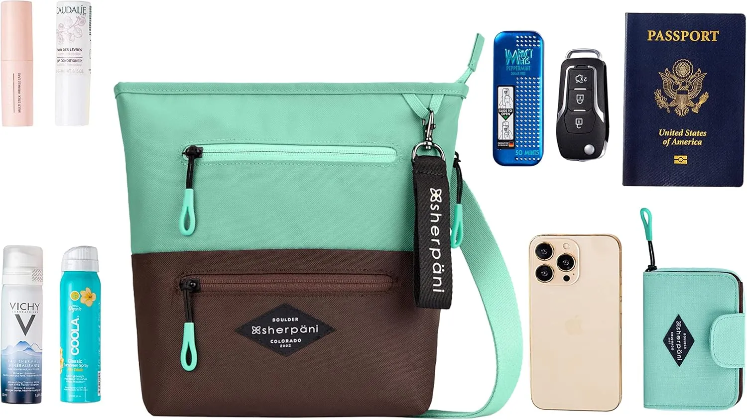Sherpani Sadie, Nylon Crossbody Bag, Lightweight Shoulder Bag, Cross Body Purse, Crossbody Bags for Women, Travel Bag, RFID Protection (Seagreen)