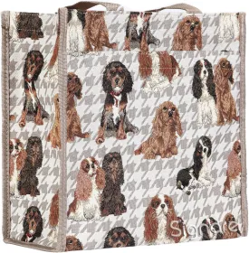 Signare Tapestry Shoulder Bag Shopping Bag for Women with Cavalier King Charles Spaniel Dog Design (SHOP-KGCS)