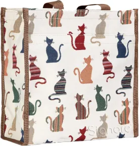 Signare Tapestry Shoulder Bag Shopping Bag for Women with Cheeky Cat Design (SHOP-CHEKY)