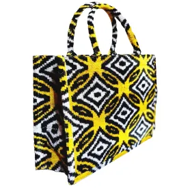 Silk Velvet Ikat Tote Bag Yellow Black