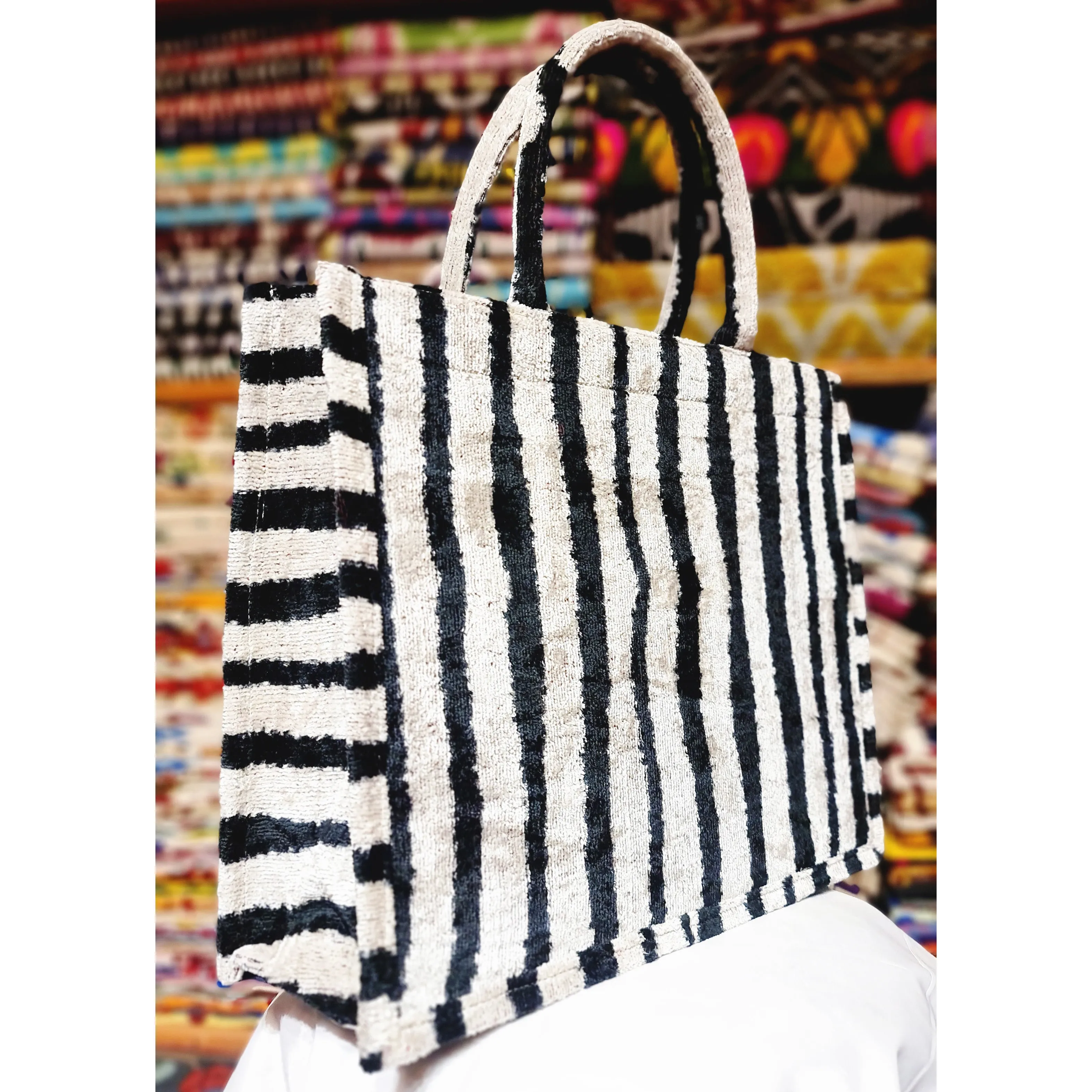 Silk Velvet Ikat Tote Bag
