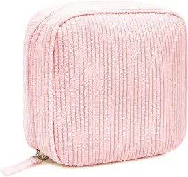 Small Makeup Bag for Women, Mini Corduroy Cosmetic Bag Zipper Cute Travel Toiletry Essentials Bag Makeup Pouch for Purse Makeup Organizer Bag Makeup Storage Bag for Headphones Jewelry