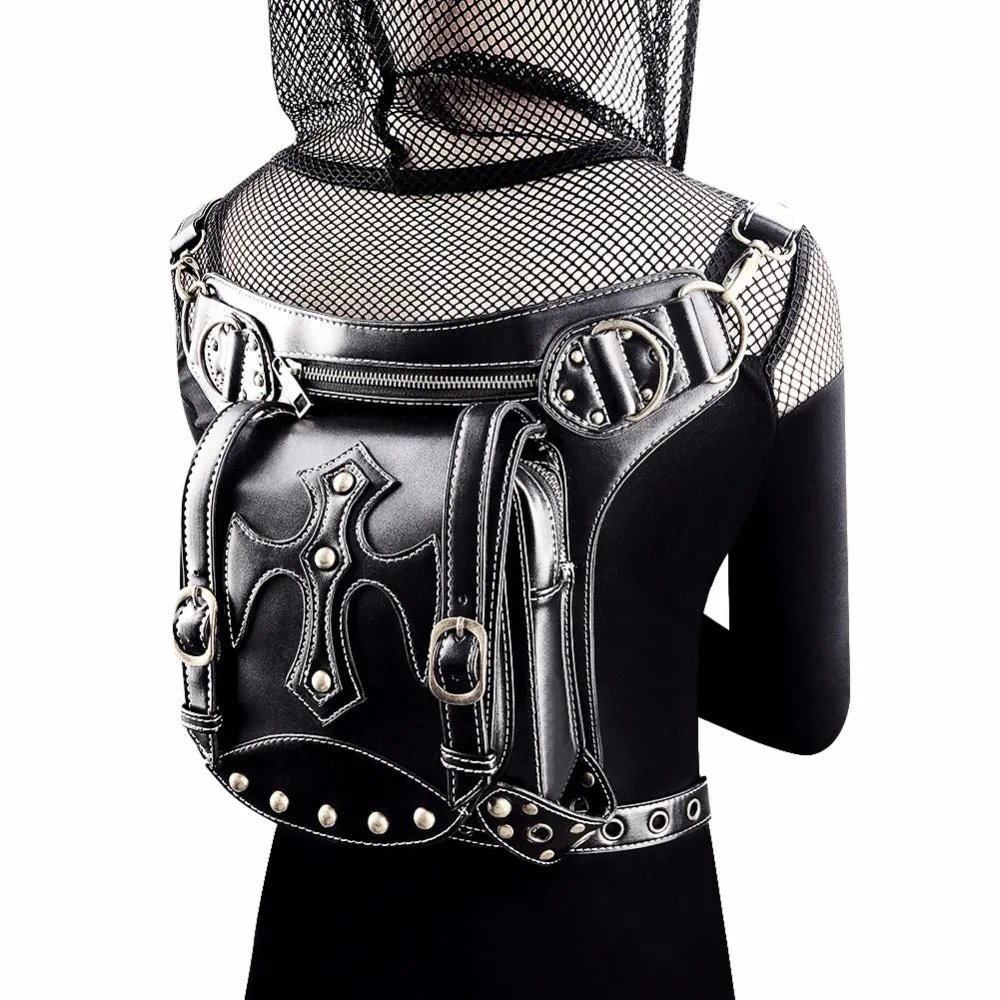 Steampunk Waist PU Leather Rivet Crossbody Shoulder Holster Bag