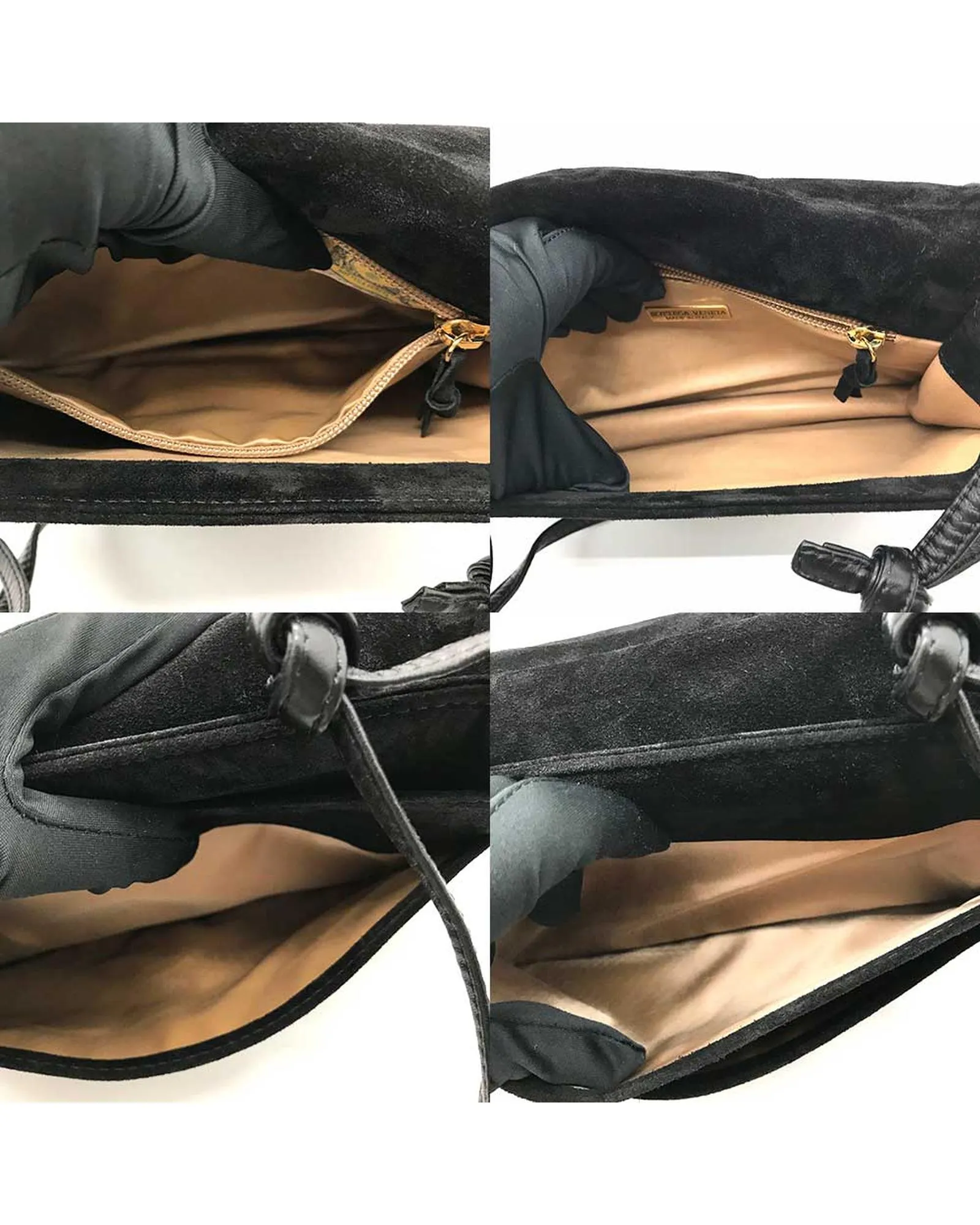 Suede Intrecciato Crossbody Bag - Grey Leather Shoulder Bag
