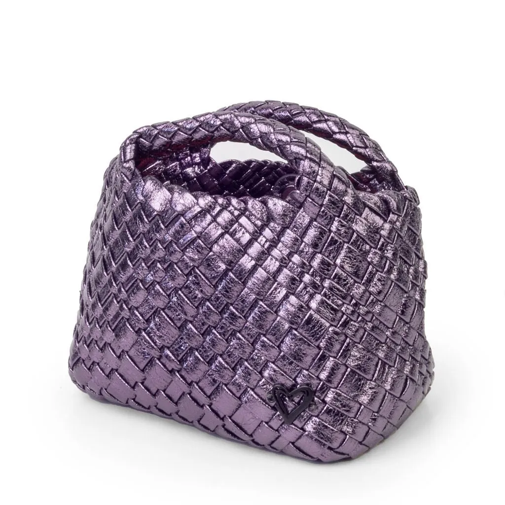 Tiny Mini Woven Tote - Metallic Purple