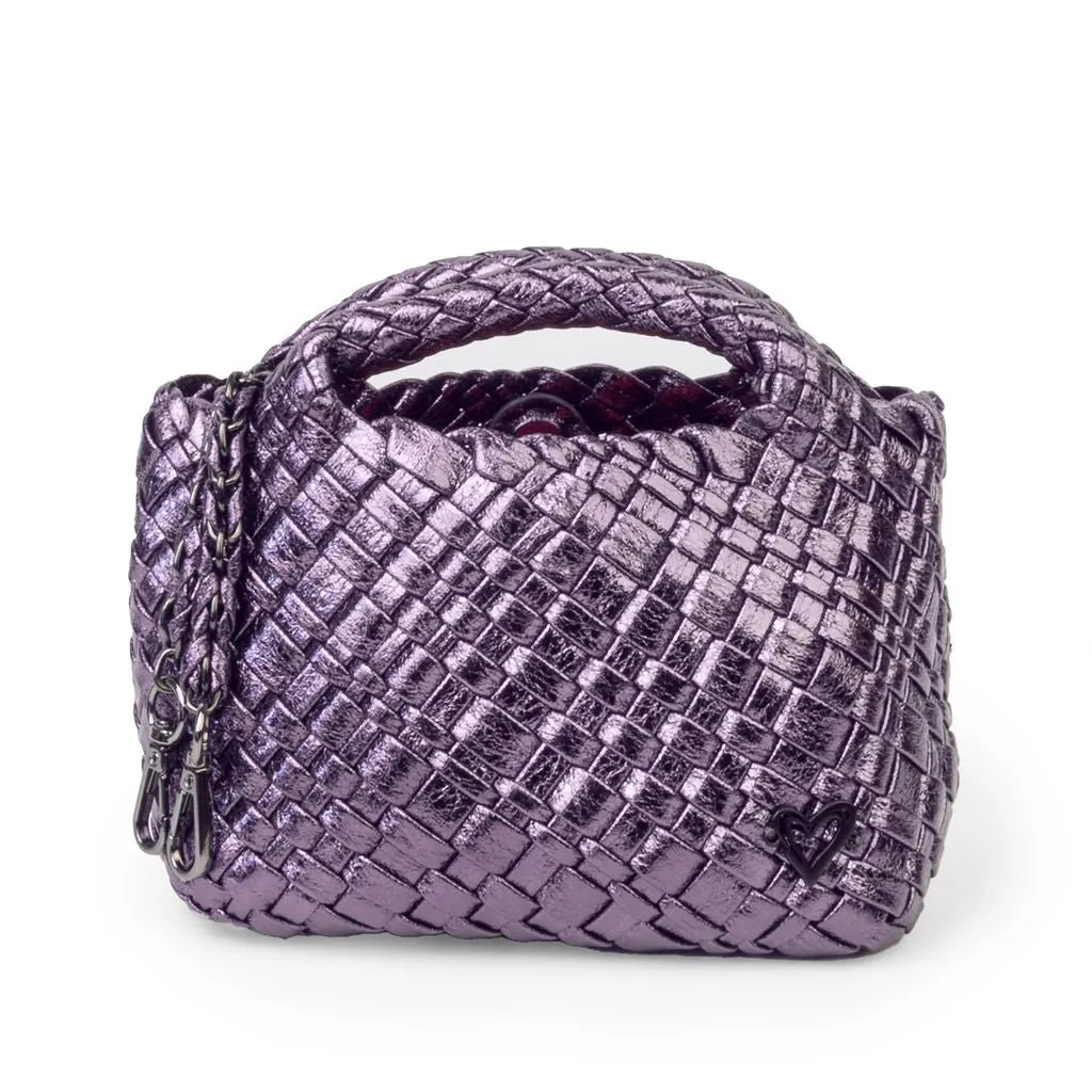 Tiny Mini Woven Tote - Metallic Purple