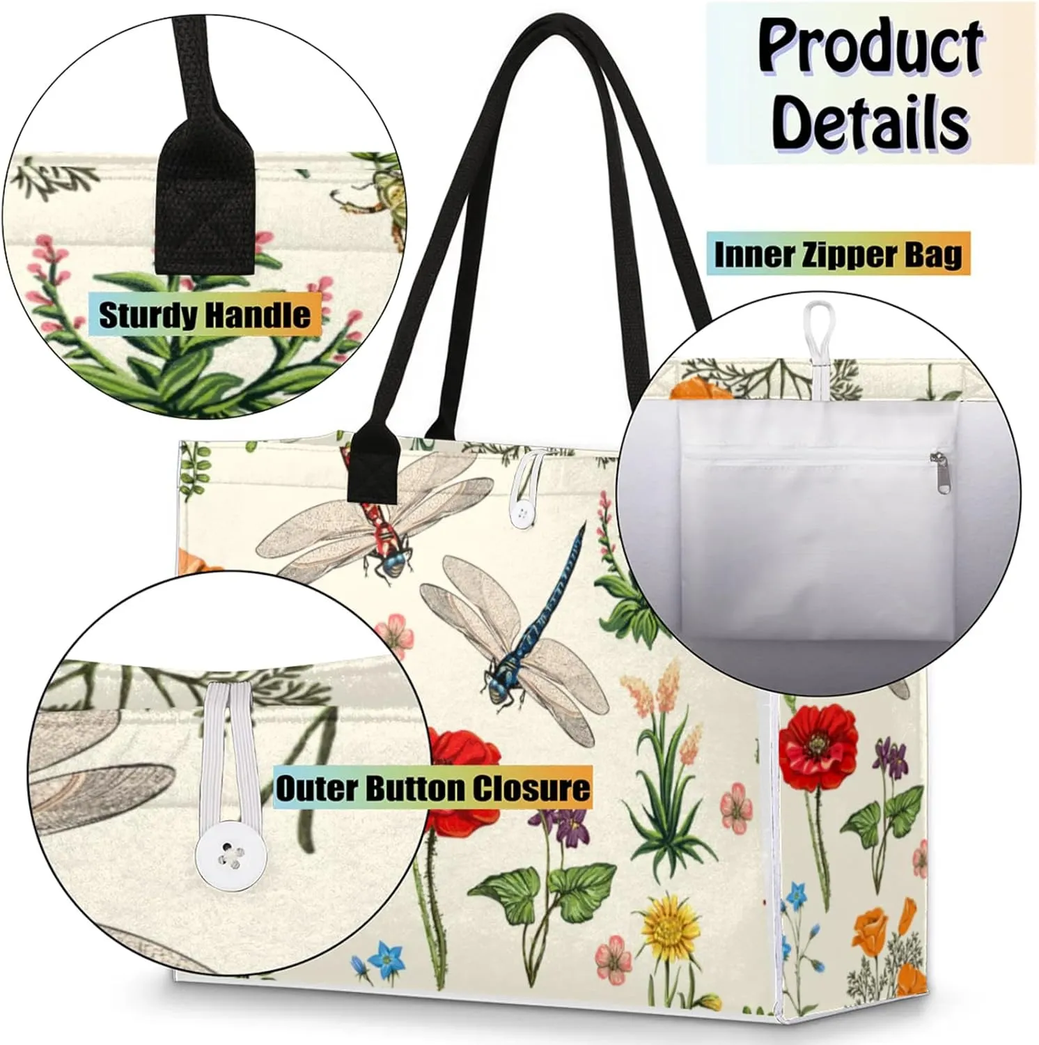 Tote Bag for Women Reusable Canvas Shoulder Bag