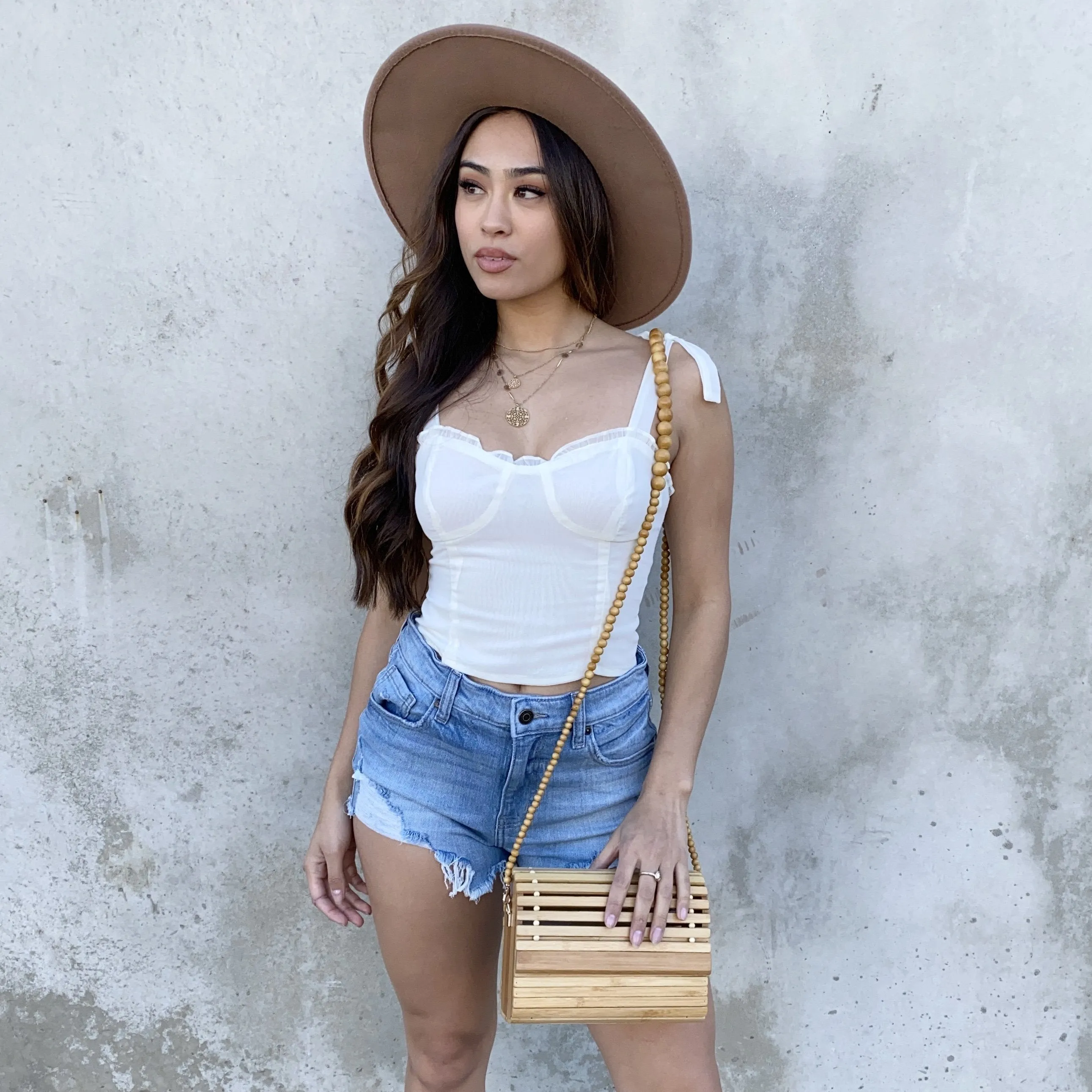 Vera Carved Bamboo Wood Handbag