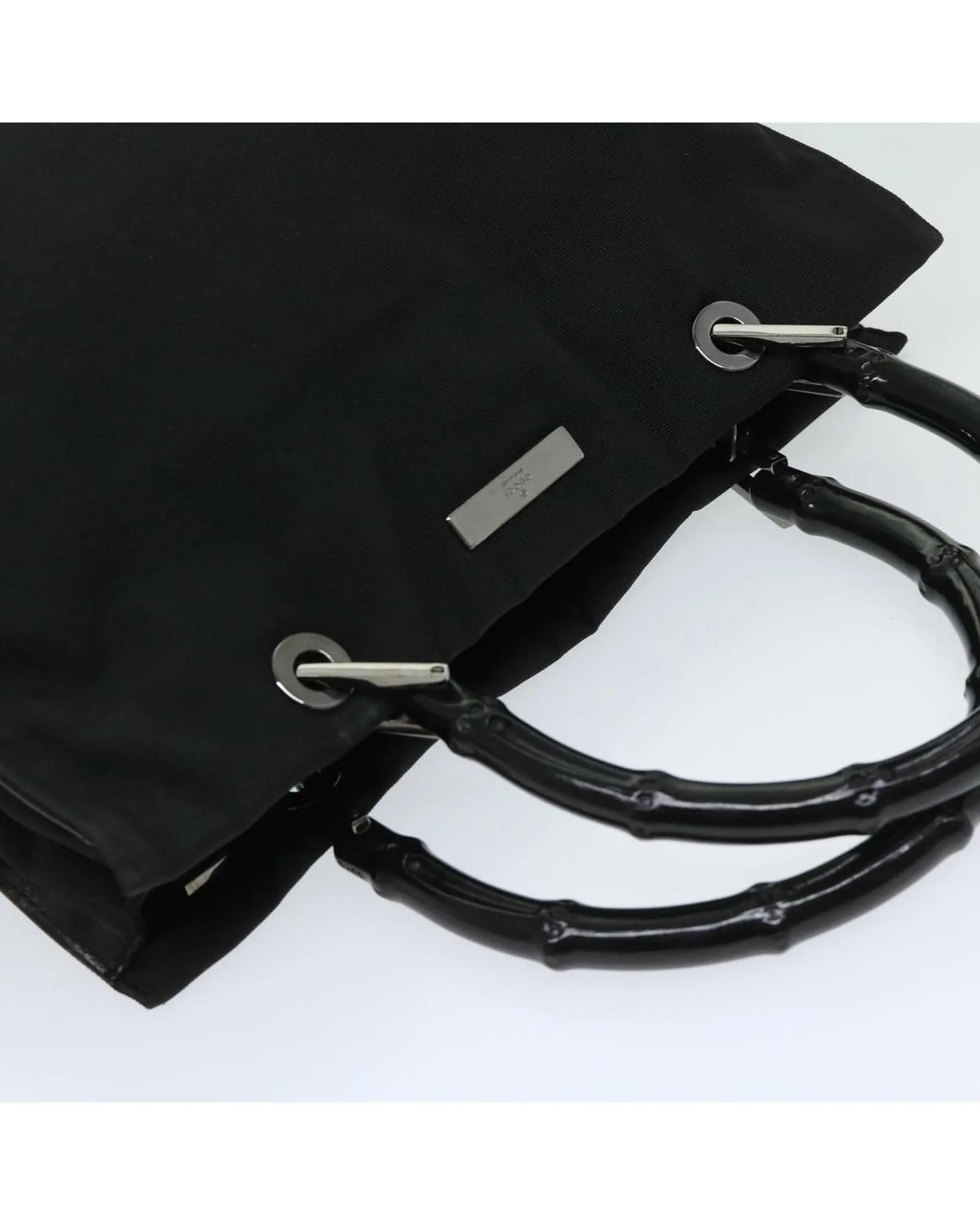 Versatile Nylon Hand Bag with Bamboo Handle