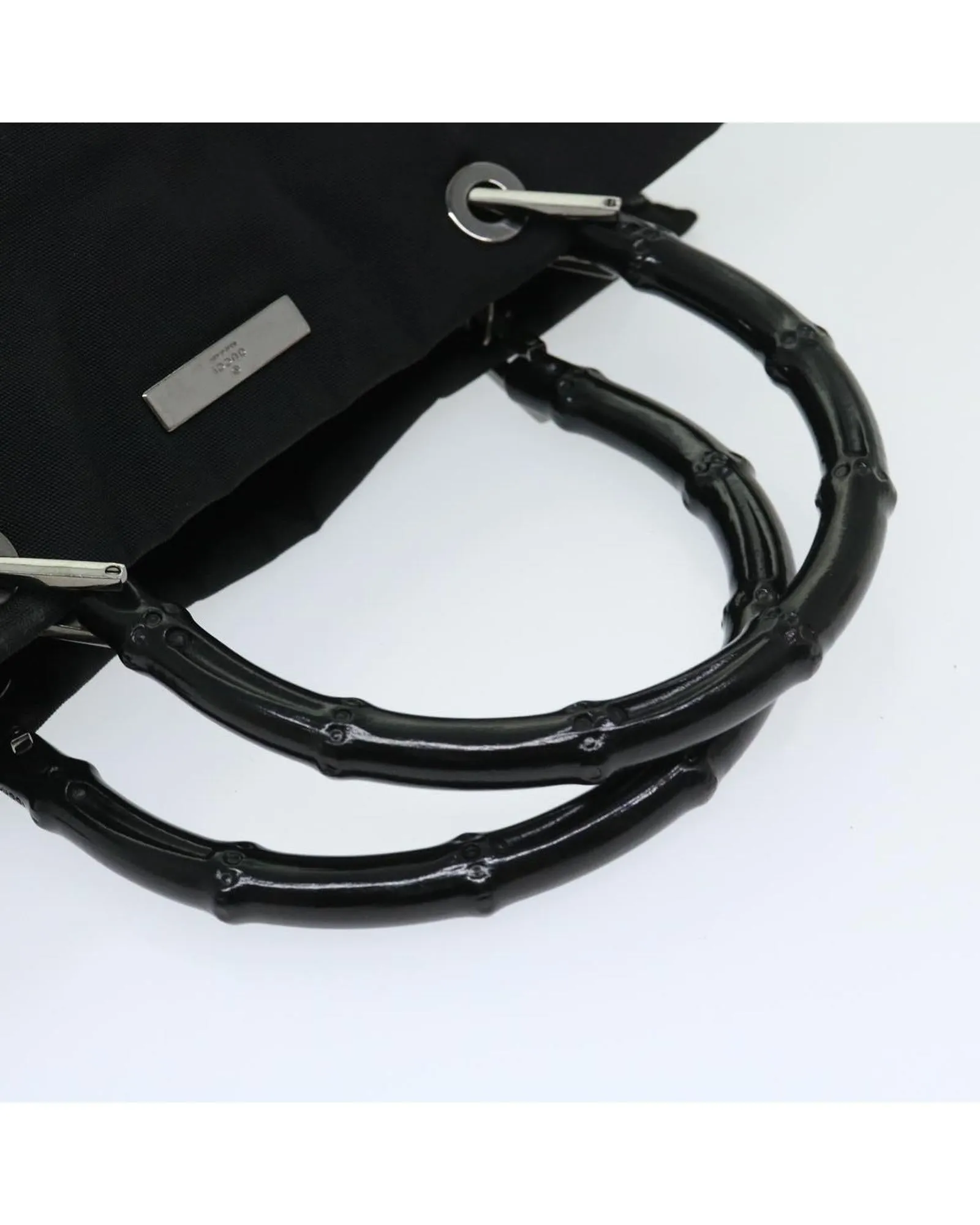 Versatile Nylon Hand Bag with Bamboo Handle