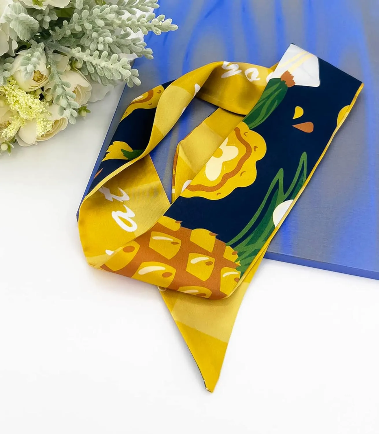 Women's Designer Neckerchief Handbag Handle Ribbon Fashion Scarf Summer Fruit Printed Hair Tie