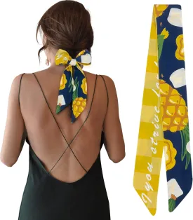 Women's Designer Neckerchief Handbag Handle Ribbon Fashion Scarf Summer Fruit Printed Hair Tie