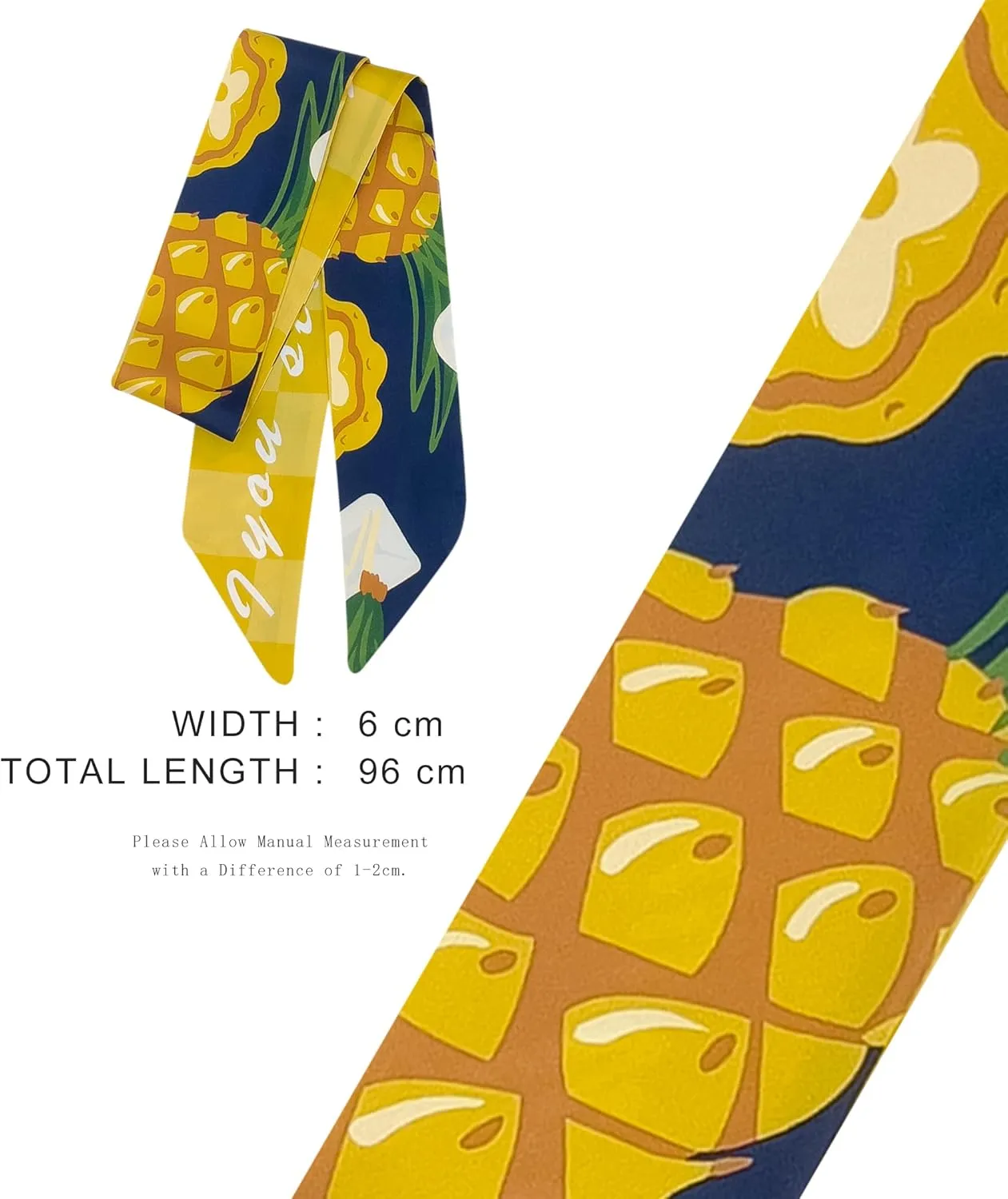 Women's Designer Neckerchief Handbag Handle Ribbon Fashion Scarf Summer Fruit Printed Hair Tie