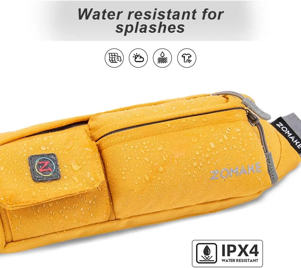 ZOMAKE Small Crossbody Fanny Pack for Women Men, Runner Belt Bag with Adjustable Strap, Water Resistant Waist Bag for Running