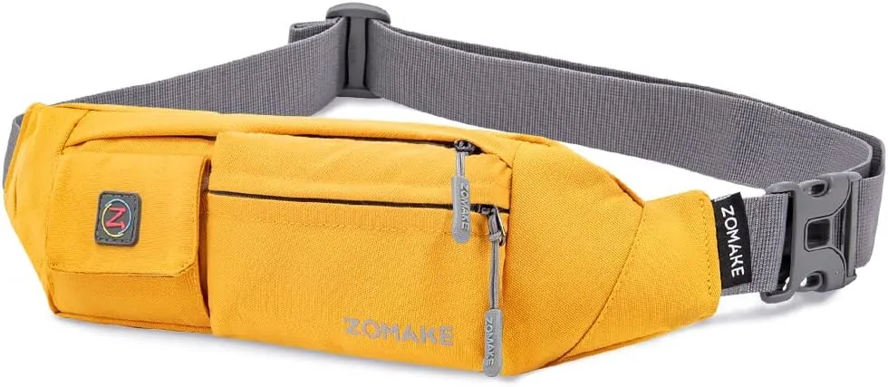 ZOMAKE Small Crossbody Fanny Pack for Women Men, Runner Belt Bag with Adjustable Strap, Water Resistant Waist Bag for Running